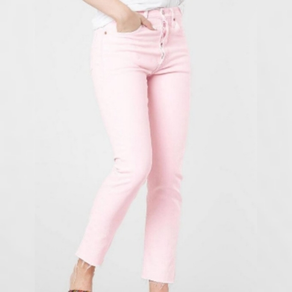 Levi's Denim - Pink Levis 501 High Waist Distressed Ankle 28